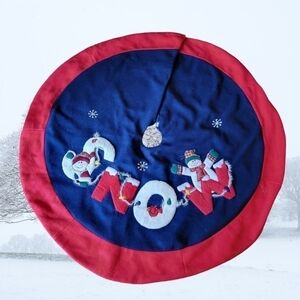 Snowman  Vintage Santa's Best Christmas Tree Skirt Snow
